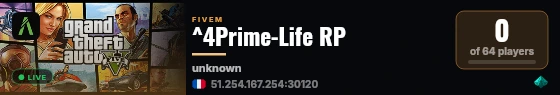 ^4Prime-Life RP live status badge