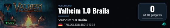 Valheim 1.0 Braila live status badge