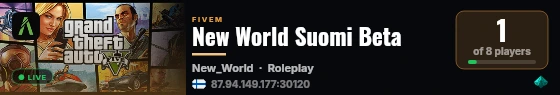 New World Suomi Beta live status badge