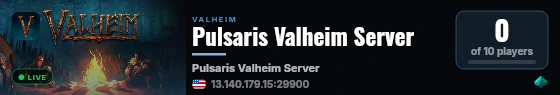 Pulsaris Valheim Server live status badge