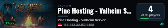 Pine Hosting - Valheim Server live status badge