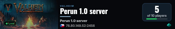 Perun 1.0 server live status badge