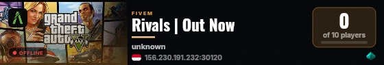 Rivals | Out Now live status badge