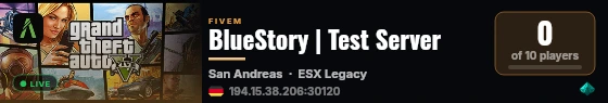 BlueStory | Test Server live status badge