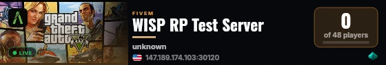 WISP RP Test Server live status badge