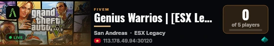 Genius Warrios | [ESX Legacy] live status badge