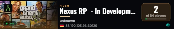 Nexus RP  - In Development live status badge