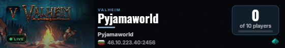 Pyjamaworld live status badge