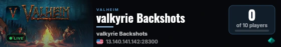 valkyrie Backshots live status badge