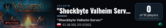 "Shockbyte Valheim Server" live status badge