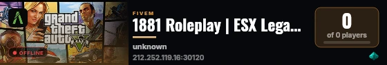 1881 Roleplay | ESX Legacy Sunucusu live status badge