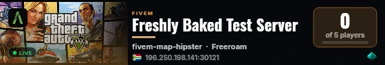 Freshly Baked Test Server live status badge