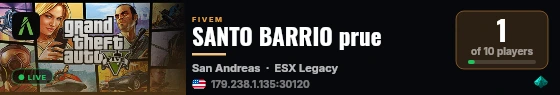 SANTO BARRIO prue live status badge