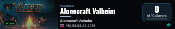 Alonecraft Valheim live status badge