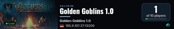 Golden Goblins 1.0 live status badge