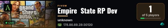 Empire  State RP Dev live status badge
