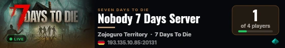 Nobody 7 Days Server live status badge