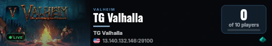 TG Valhalla live status badge