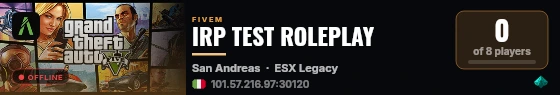 IRP TEST ROLEPLAY live status badge