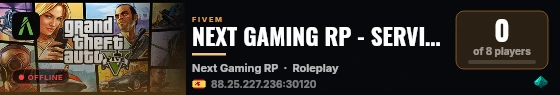 NEXT GAMING RP - SERVIDOR DE DESARROLLO - HTTPS://DISCORD.GG/NGRPES live status badge