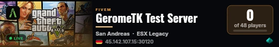 GeromeTK Test Server live status badge