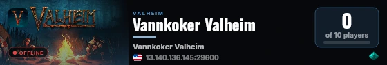 Vannkoker Valheim live status badge