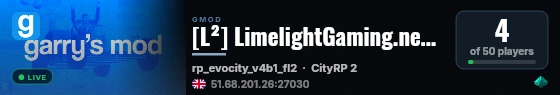 [L²] LimelightGaming.net | CityRP 2 | Semi-Serious live status badge