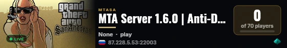 MTA Server 1.6.0 | Anti-DDoS Hosting advens.ru live status badge