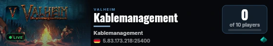 Kablemanagement live status badge