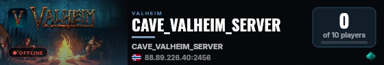 CAVE_VALHEIM_SERVER live status badge
