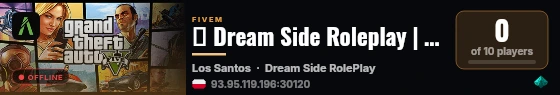 🌴 Dream Side Roleplay | WL-OFF 💜 live status badge