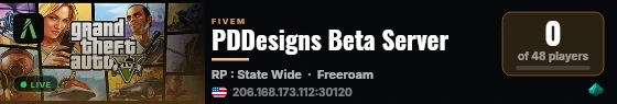 PDDesigns Beta Server live status badge