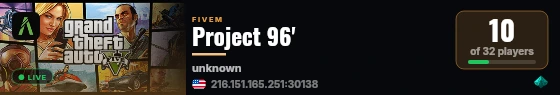 Project 96' live status badge