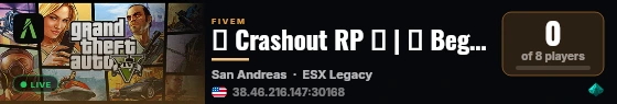 💙 Crashout RP 💙 | ⭐ Beginner Friendly ⭐ | 🚓 Hiring Police & EMS live status badge