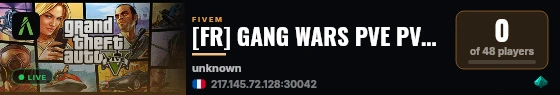 [FR] GANG WARS PVE PVP (SEMI-RP) live status badge