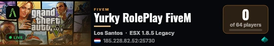 Yurky RolePlay FiveM live status badge