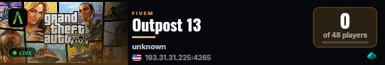 Outpost 13 live status badge