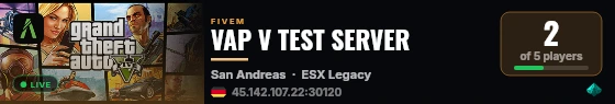 VAP V TEST SERVER live status badge