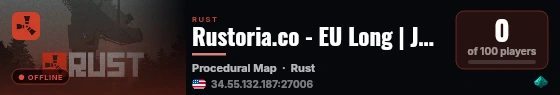 Rustoria.co - EU Long | JUST WIPED 10.09 live status badge
