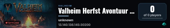 Valheim Herfst Avontuur 2026 live status badge
