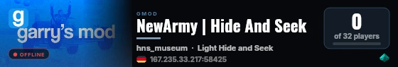 NewArmy | Hide And Seek live status badge
