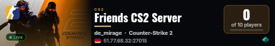 Friends CS2 Server live status badge