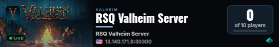 RSQ Valheim Server live status badge