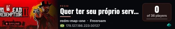 Quer ter seu próprio servidor de RedM? live status badge