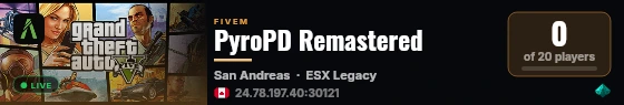 PyroPD Remastered live status badge