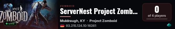 ServerNest Project Zomboid live status badge