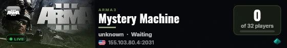 Mystery Machine live status badge