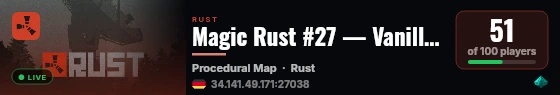 Magic Rust #27 — Vanilla 2x (Monthly) | Py | JUST WIPED 10.09 live status badge