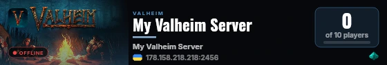 My Valheim Server live status badge