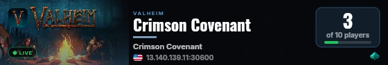 Crimson Covenant live status badge